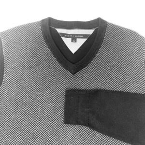 Tommy Hilfiger Men's Black & Gray V-neck‎ Sweater Size Large